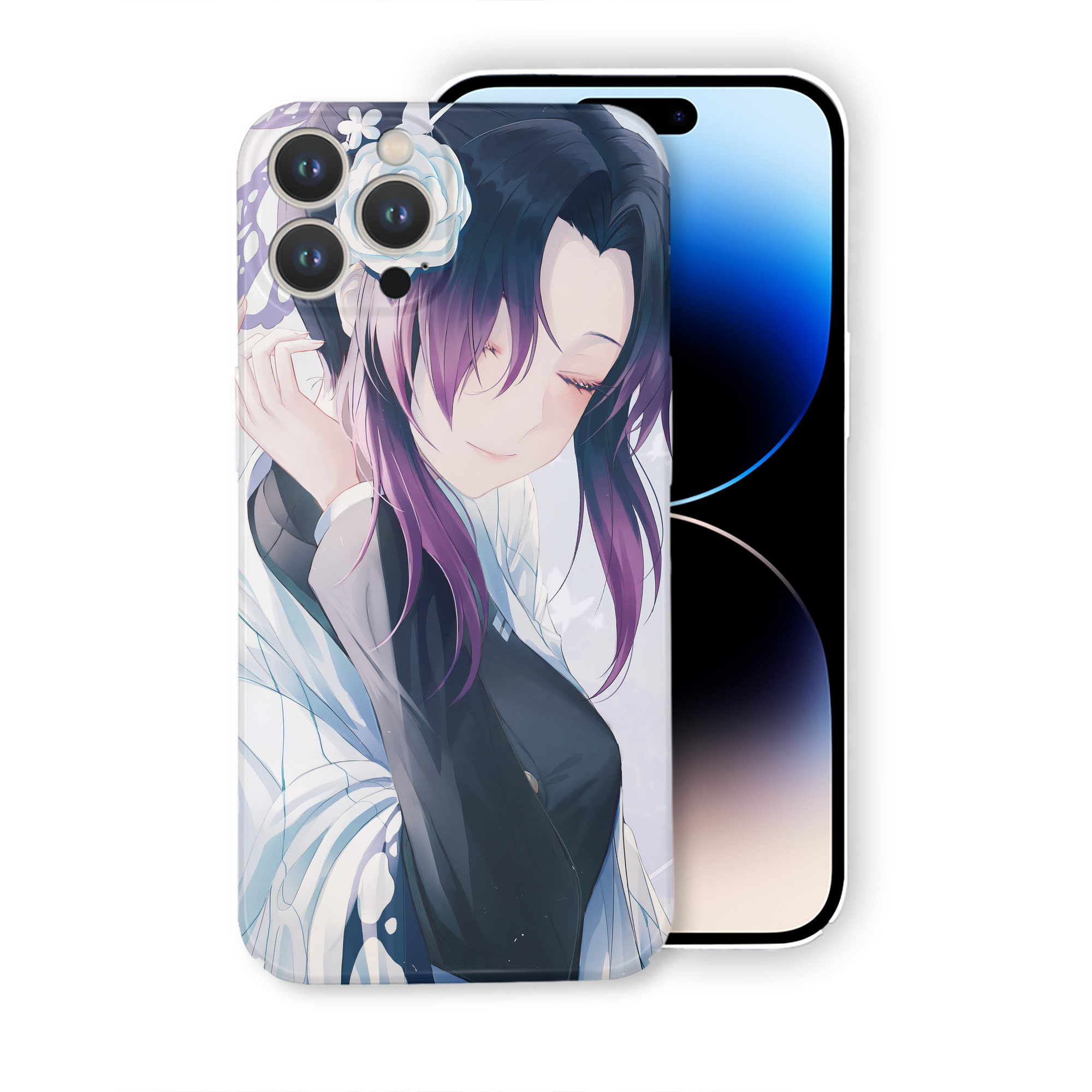 （画像用） 鬼滅の刃（きめつのやいば）蟲柱-胡蝶 しのぶ／こちょう しのぶ Kochou Shinobu 【iPhone 14シリーズ対応】ハードケース